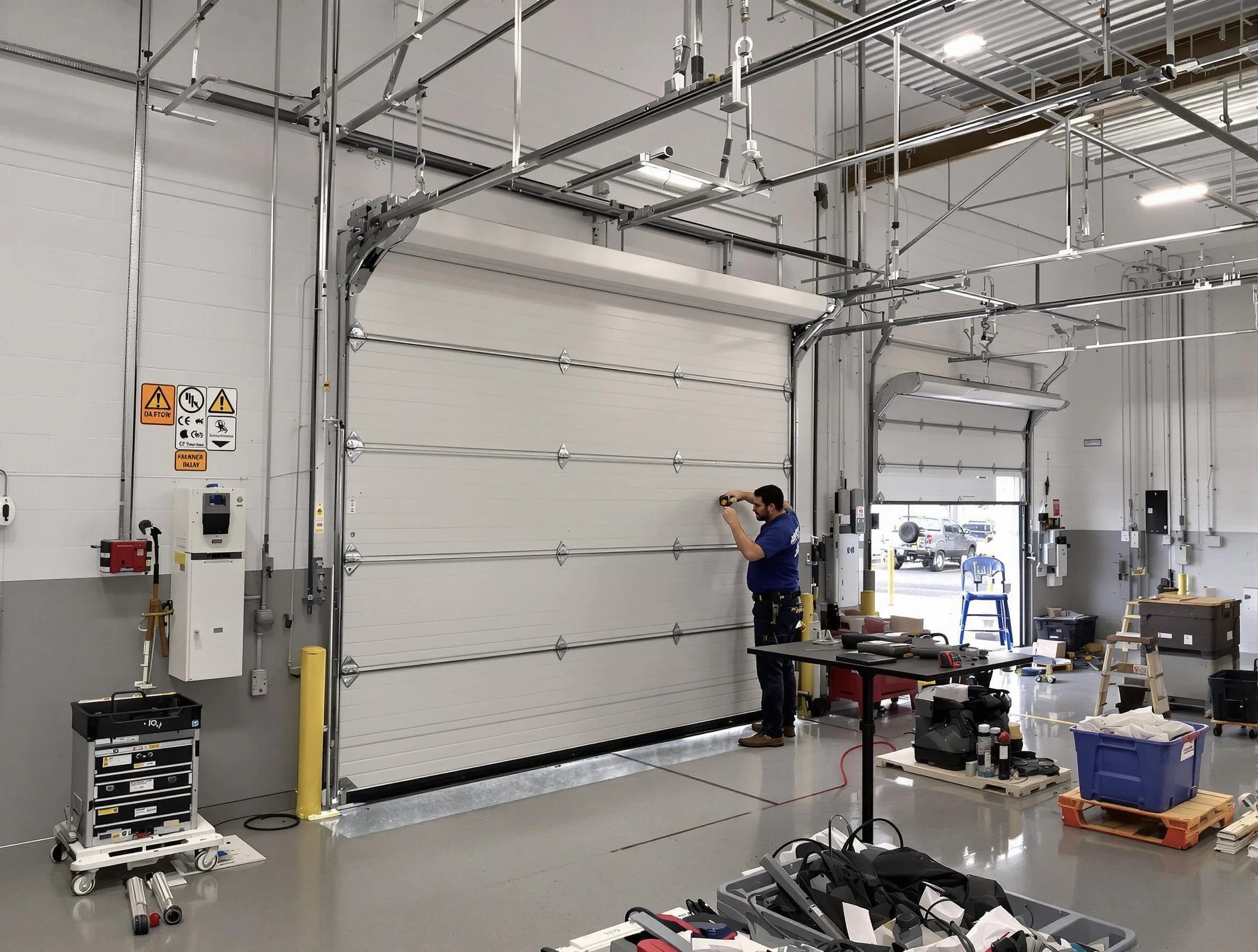 Commercial garage door repair being performed by Trussville Garage Door Repair expert in Trussville