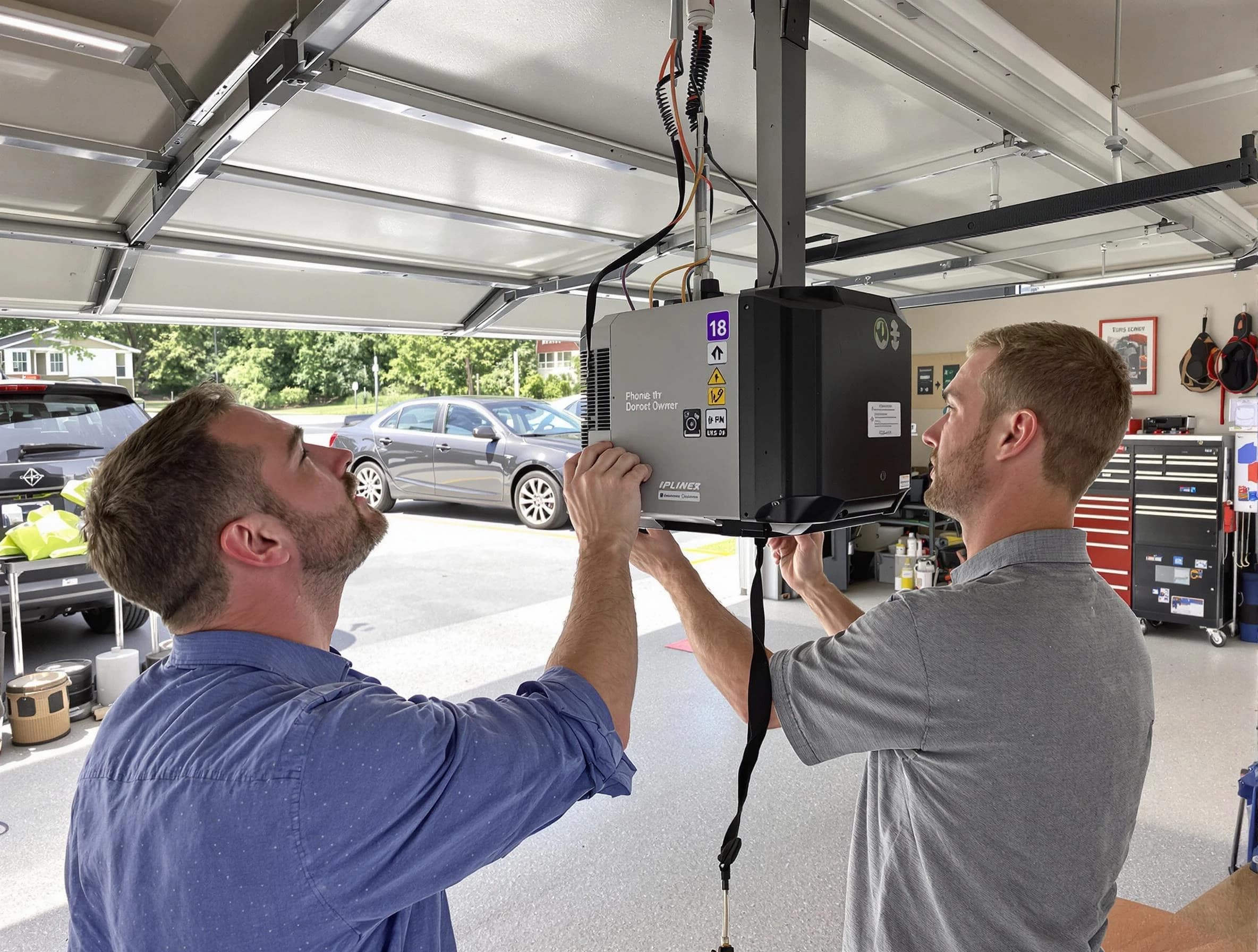 Trussville Garage Door Repair technician installing garage door opener in Trussville