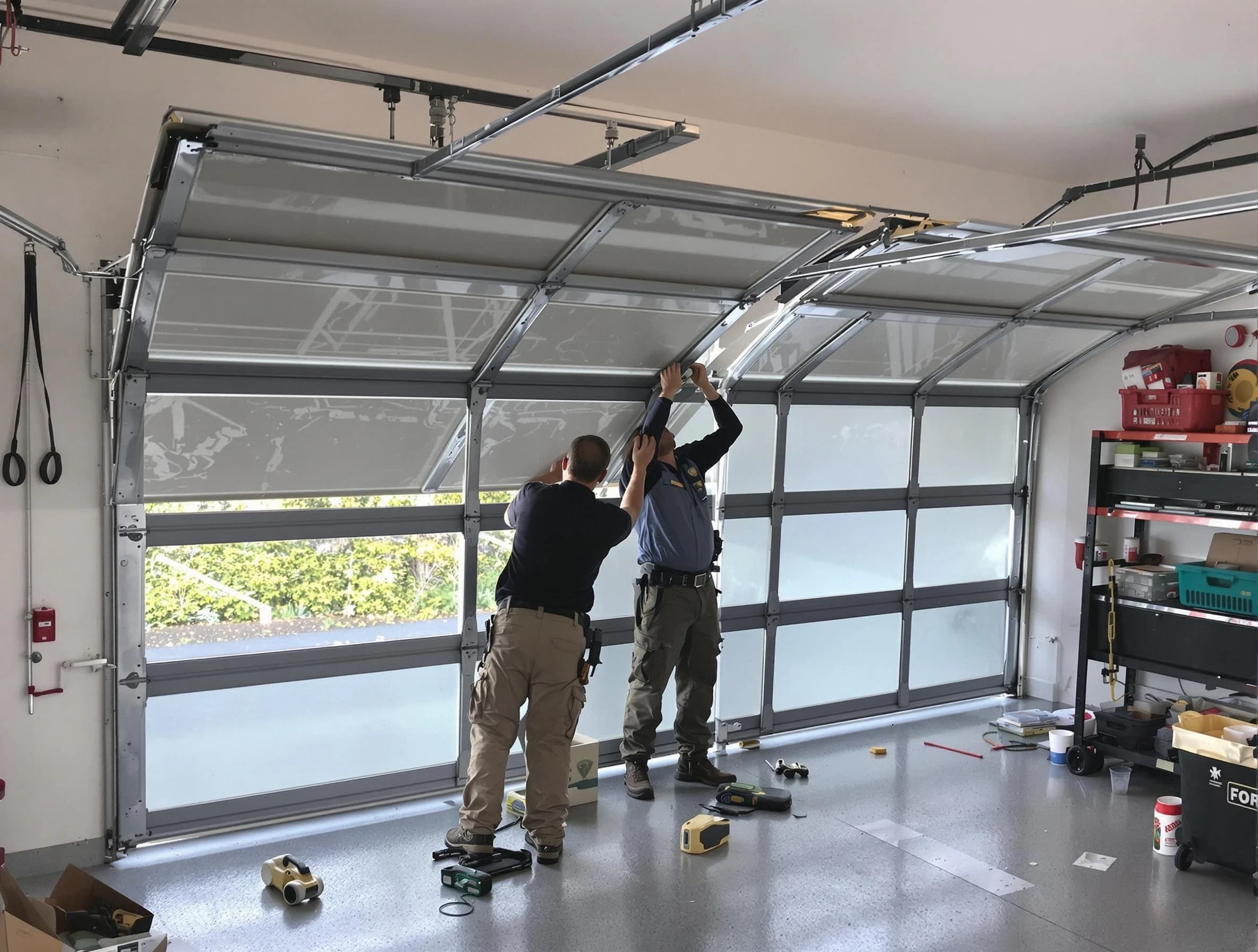 Trussville Garage Door Repair expert performing precise panel replacement on Trussville garage door