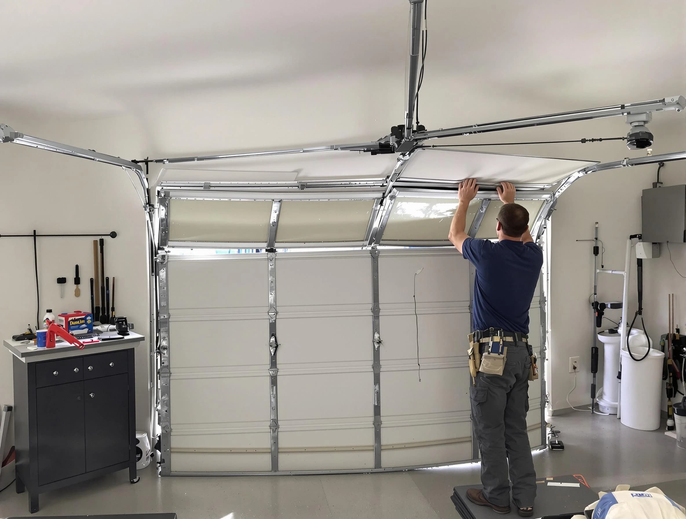 Trussville Garage Door Repair specialist performing precise section replacement on Trussville garage door