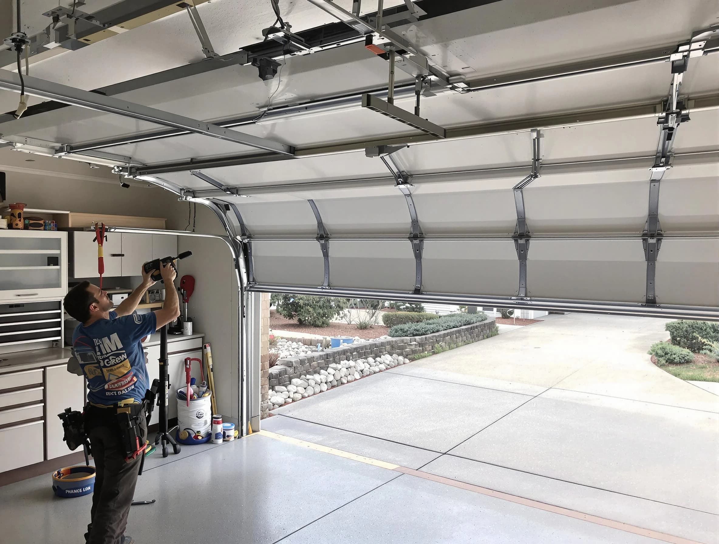 Garage door track repair service by Trussville Garage Door Repair in Trussville