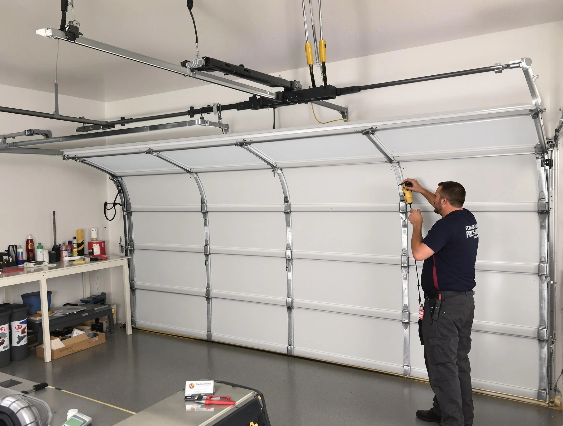 Trussville Garage Door Repair certified technician performing overhead door system repair in Trussville