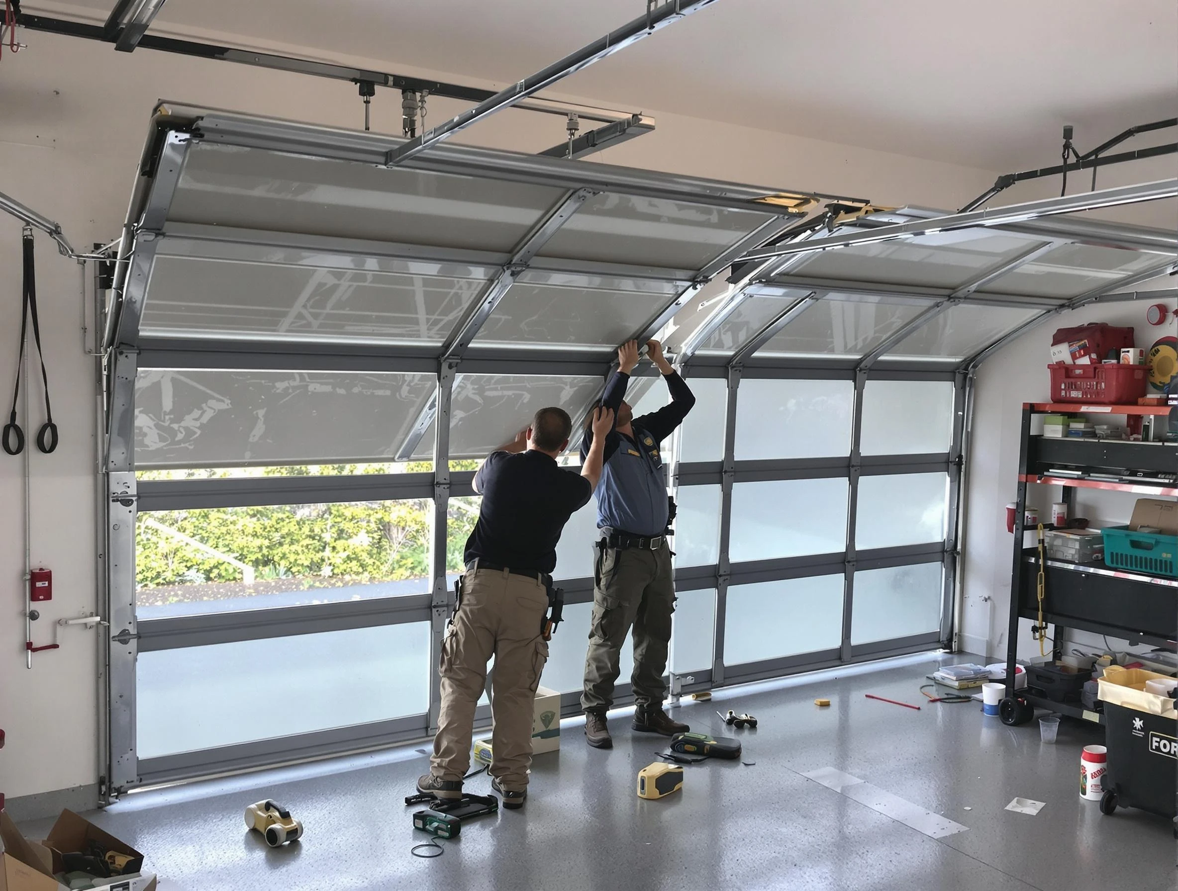 Trussville Garage Door Repair expert performing precise panel replacement on Trussville garage door