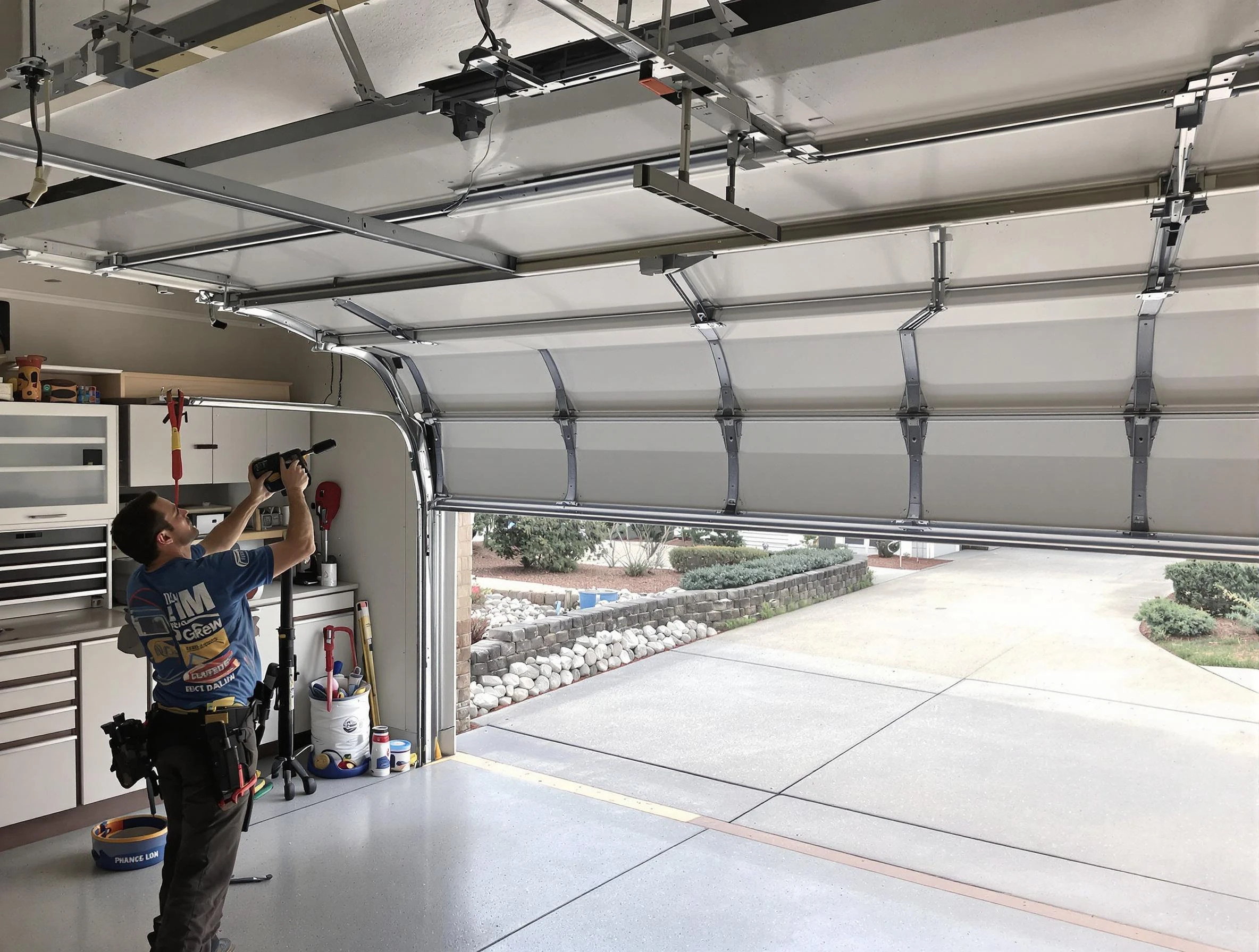 Garage door track repair service by Trussville Garage Door Repair in Trussville